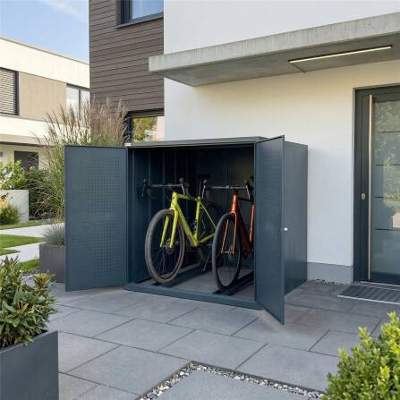 Metzler Fahrradgarage | Fahrradbox für zwei Fahrräder mit Führungsschienen | Anthrazit