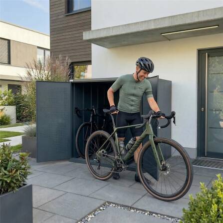Metzler Fahrradgarage | Fahrradbox für zwei Fahrräder mit Führungsschienen | Anthrazit
