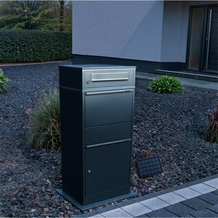 Metzler Paketbox mit Briefkasten | LED |  für Pakete bis zur Größe M | Bispo