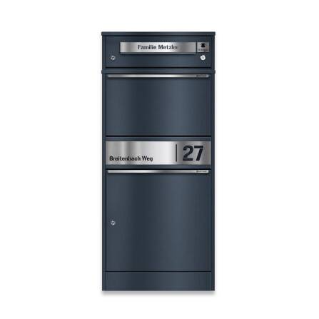 Metzler Funk-Paketbox mit Klingel & Briefkasten |  personalisiert mit Gravur | Edelstahl-Namensschild | Anthrazit | Bispo Funk