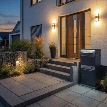 Metzler Paketbox mit Briefkasten | LED | personalisiert mit Gravur | Bispo 2