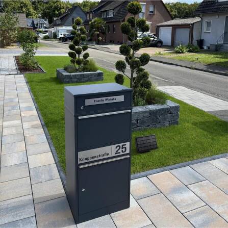 Metzler Paketbox mit Briefkasten | LED | personalisiert mit Gravur | Bispo 2