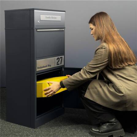 Metzler Paketbox mit Briefkasten | LED | personalisiert mit Gravur | Bispo 2