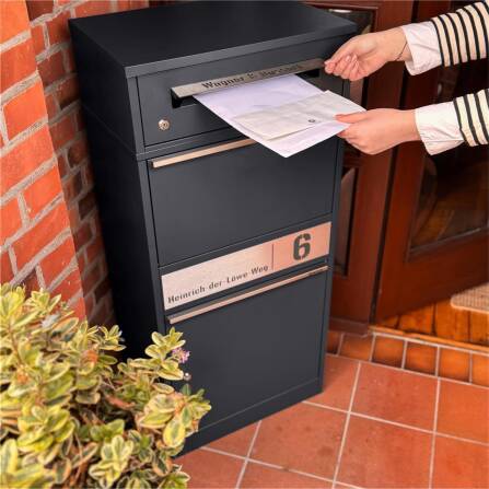 Metzler Paketbox mit Briefkasten | LED | personalisiert mit Gravur | Bispo 2