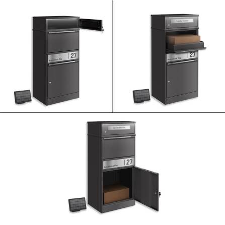 Metzler Paketbox mit Briefkasten | LED | Eisenglimmer | personalisiert mit Gravur | Bispo 2