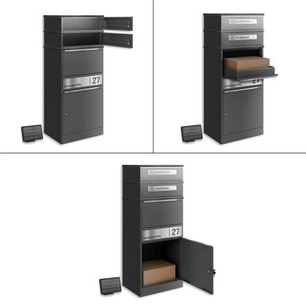 Metzler Paketbox mit 2 Briefkästen | LED | Eisenglimmer | personalisiert mit Gravur | Bispo 2