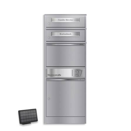 Metzler Boîte à colis | LED | Gris | personnalisée avec gravure | Plaque de nom | Fente à lettres | Bispo 2