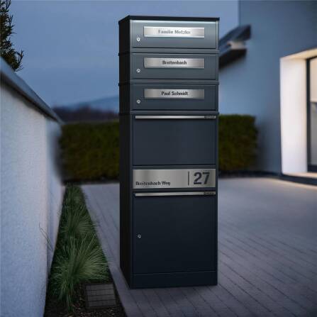 Metzler Paketbox mit 3 Briefkästen | personalisiert mit Gravur | Bispo 2