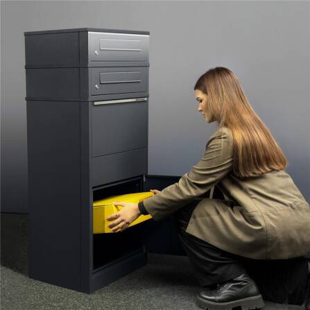 Metzler Paketbox mit 2 Briefkästen | LED | zweifacher Briefeinwurf | Bispo