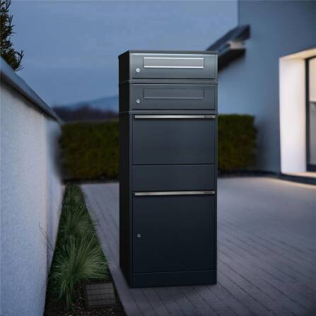 Metzler Paketbox mit 2 Briefkästen | LED | zweifacher Briefeinwurf | Bispo