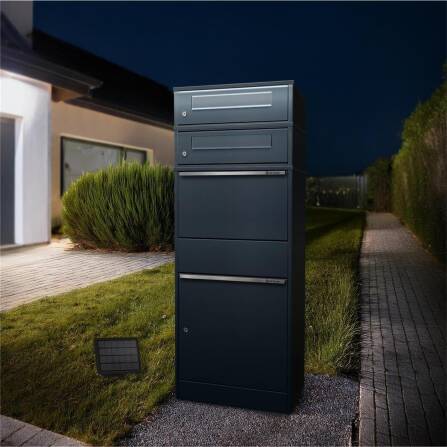 Metzler Paketbox mit 2 Briefkästen | LED | zweifacher Briefeinwurf | Bispo