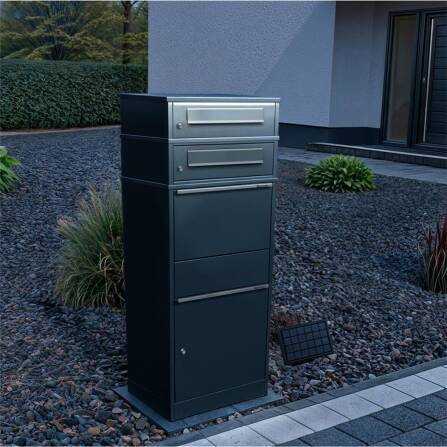 Metzler Paketbox mit 2 Briefkästen | LED | zweifacher Briefeinwurf | Bispo