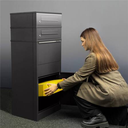 Metzler Paketbox mit 2 Briefkästen | LED | zweifacher Briefeinwurf | Eisenglimmer | Bispo