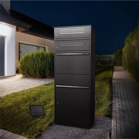 Metzler Paketbox mit 2 Briefkästen | LED | zweifacher Briefeinwurf | Eisenglimmer | Bispo