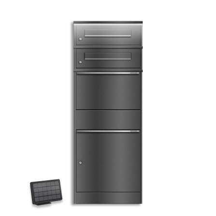 Metzler Paketbox mit 2 Briefkästen | LED | zweifacher Briefeinwurf | Eisenglimmer | Bispo