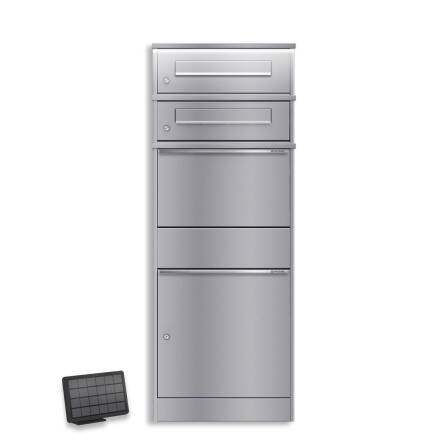 Metzler Paketbox mit 2 Briefkästen | LED | zweifacher Briefeinwurf | Grau | Bispo