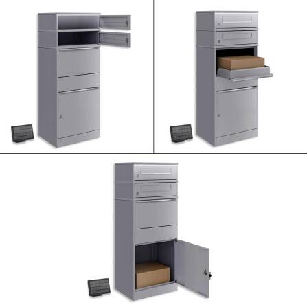 Metzler Paketbox mit 2 Briefkästen | LED | zweifacher Briefeinwurf | Grau | Bispo