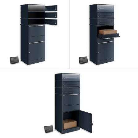 Metzler Paketbox mit 3 Briefkästen | LED | dreifacher Briefeinwurf | Bispo