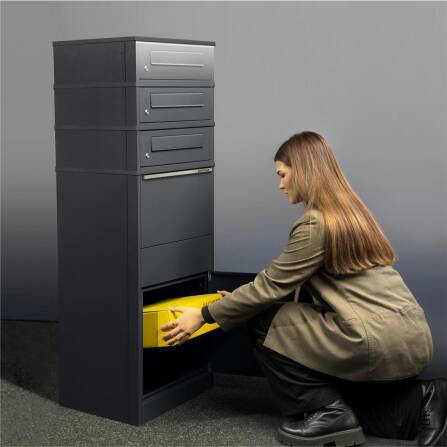 Metzler Paketbox mit 3 Briefkästen | LED | dreifacher Briefeinwurf | Bispo