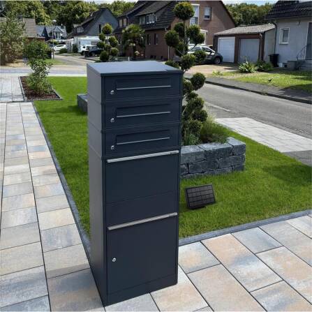 Metzler Paketbox mit 3 Briefkästen | LED | dreifacher Briefeinwurf | Bispo