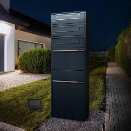 Metzler Paketbox mit 3 Briefkästen | LED | dreifacher Briefeinwurf | Bispo