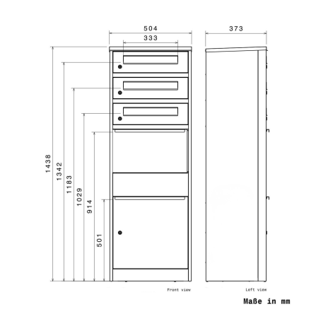 Metzler Paketbox mit 3 Briefkästen | LED | dreifacher Briefeinwurf | Eisenglimmer | Bispo