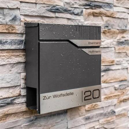 Metzler Briefkasten mit zwei Edelstahl-Namensschildern | Eisenglimmer | Albrecht