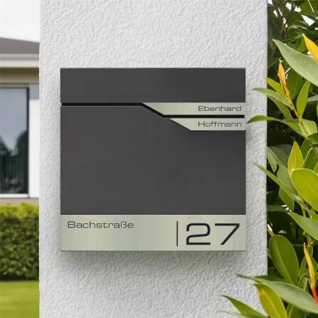 Metzler Briefkasten mit zwei Edelstahl-Namensschildern | Eisenglimmer | Albrecht