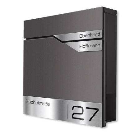 Metzler Briefkasten mit zwei Edelstahl-Namensschildern | Eisenglimmer | Albrecht