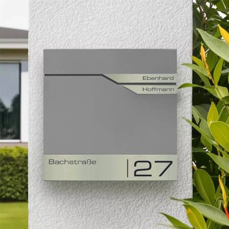 Metzler Briefkasten mit zwei Edelstahl-Namensschildern | Grau | Albrecht