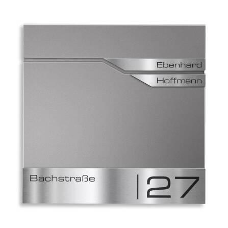 Metzler Briefkasten mit zwei Edelstahl-Namensschildern | Grau | Albrecht
