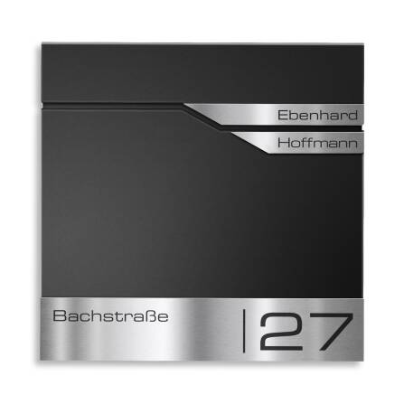 Metzler Briefkasten mit zwei Edelstahl-Namensschildern |...