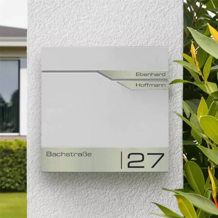 Metzler Briefkasten mit zwei Edelstahl-Namensschildern | Weiß | Albrecht