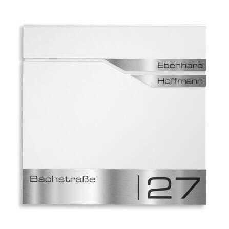 Metzler Briefkasten mit zwei Edelstahl-Namensschildern | Weiß | Albrecht