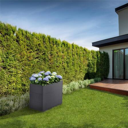 Metzler Hochbeet M für den Garten | Pulverbeschichtet | Eisenglimmer | 100 x 50 x 77 cm