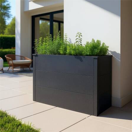 Metzler Hochbeet M für den Garten | Pulverbeschichtet | Eisenglimmer | 100 x 50 x 77 cm