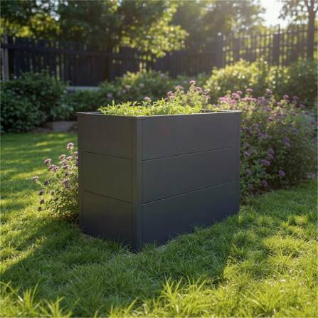 Metzler Hochbeet M für den Garten | Pulverbeschichtet | Eisenglimmer | 100 x 50 x 77 cm