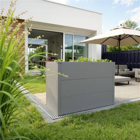 Metzler lettiera in metallo per il giardino | Verniciato a polvere | Grigio | 100 x 50 x 77 cm