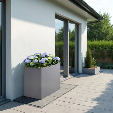 Metzler lettiera in metallo per il giardino | Verniciato a polvere | Grigio | 100 x 50 x 77 cm