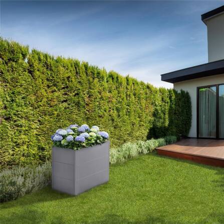 Metzler lettiera in metallo per il giardino | Verniciato a polvere | Grigio | 100 x 50 x 77 cm