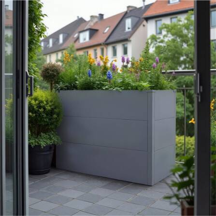 Metzler lettiera in metallo per il giardino | Verniciato a polvere | Grigio | 100 x 50 x 77 cm