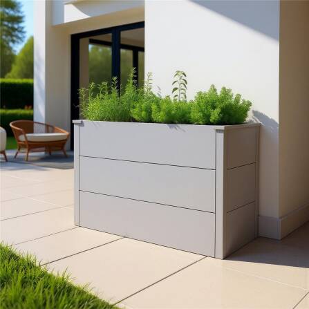 Metzler lettiera in metallo per il giardino | Verniciato a polvere | Grigio | 100 x 50 x 77 cm