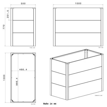 Metzler lettiera in metallo per il giardino | Verniciato a polvere | Grigio | 100 x 50 x 77 cm