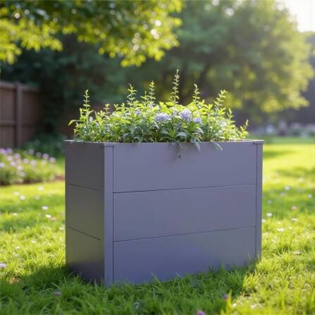 Metzler lettiera in metallo per il giardino | Verniciato a polvere | Grigio | 100 x 50 x 77 cm