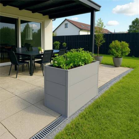 Metzler lettiera in metallo per il giardino | Verniciato a polvere | Grigio | 100 x 50 x 77 cm