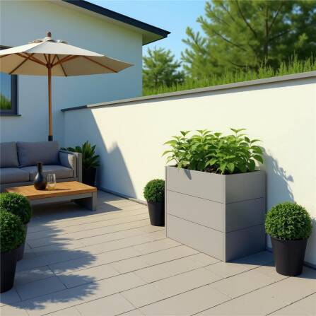 Metzler lettiera in metallo per il giardino | Verniciato a polvere | Grigio | 100 x 50 x 77 cm