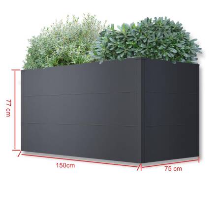 Metzler XXL Letto rialzato da giardino | Rivestito a polvere | Effetto ferro micaceo | 150 x 75 x 77 cm