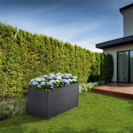 Metzler XXL Letto rialzato da giardino | Rivestito a polvere | Effetto ferro micaceo | 150 x 75 x 77 cm