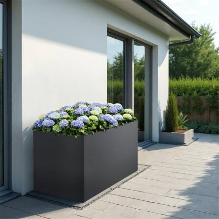 Metzler XXL Letto rialzato da giardino | Rivestito a polvere | Effetto ferro micaceo | 150 x 75 x 77 cm