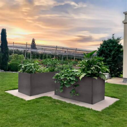 Metzler XXL Letto rialzato da giardino | Rivestito a polvere | Effetto ferro micaceo | 150 x 75 x 77 cm